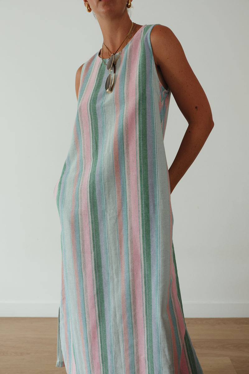 Ladies Calypso Midi Dress - Candy Stripe