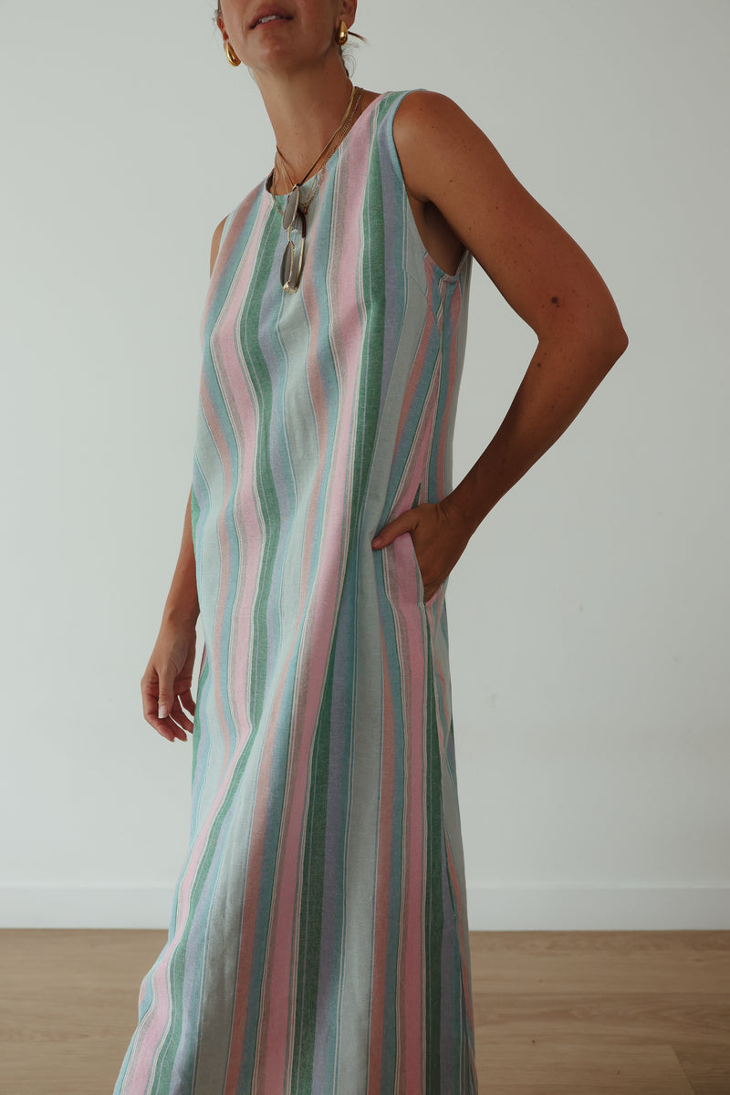 Ladies Calypso Midi Dress - Candy Stripe