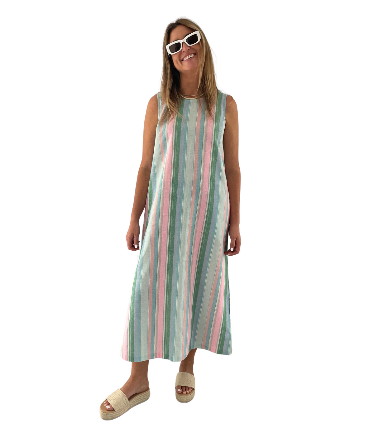 Ladies Calypso Midi Dress - Candy Stripe