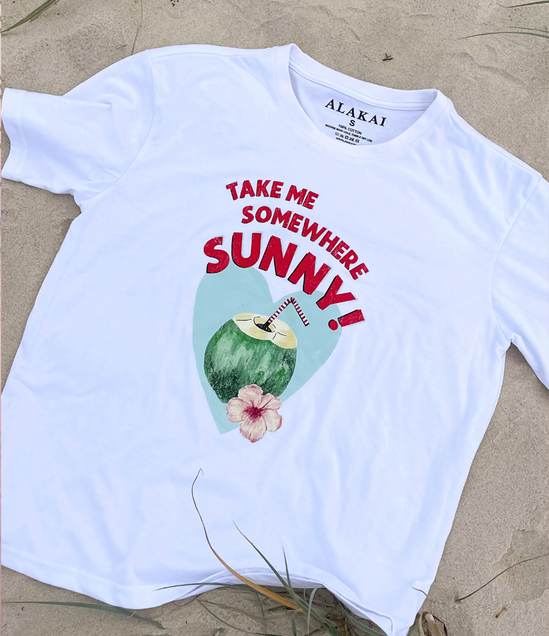 Ladies - Take Me Somewhere Sunny T-shirt - White